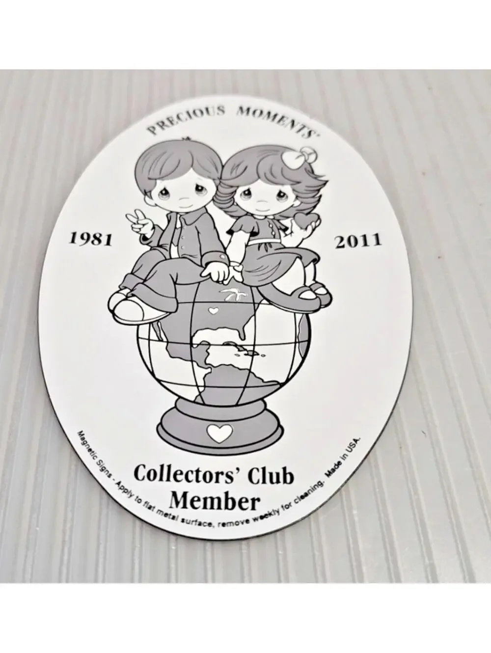Vintage Precious Moments Fridge Magnet 6x4 and window sticker collector's club..